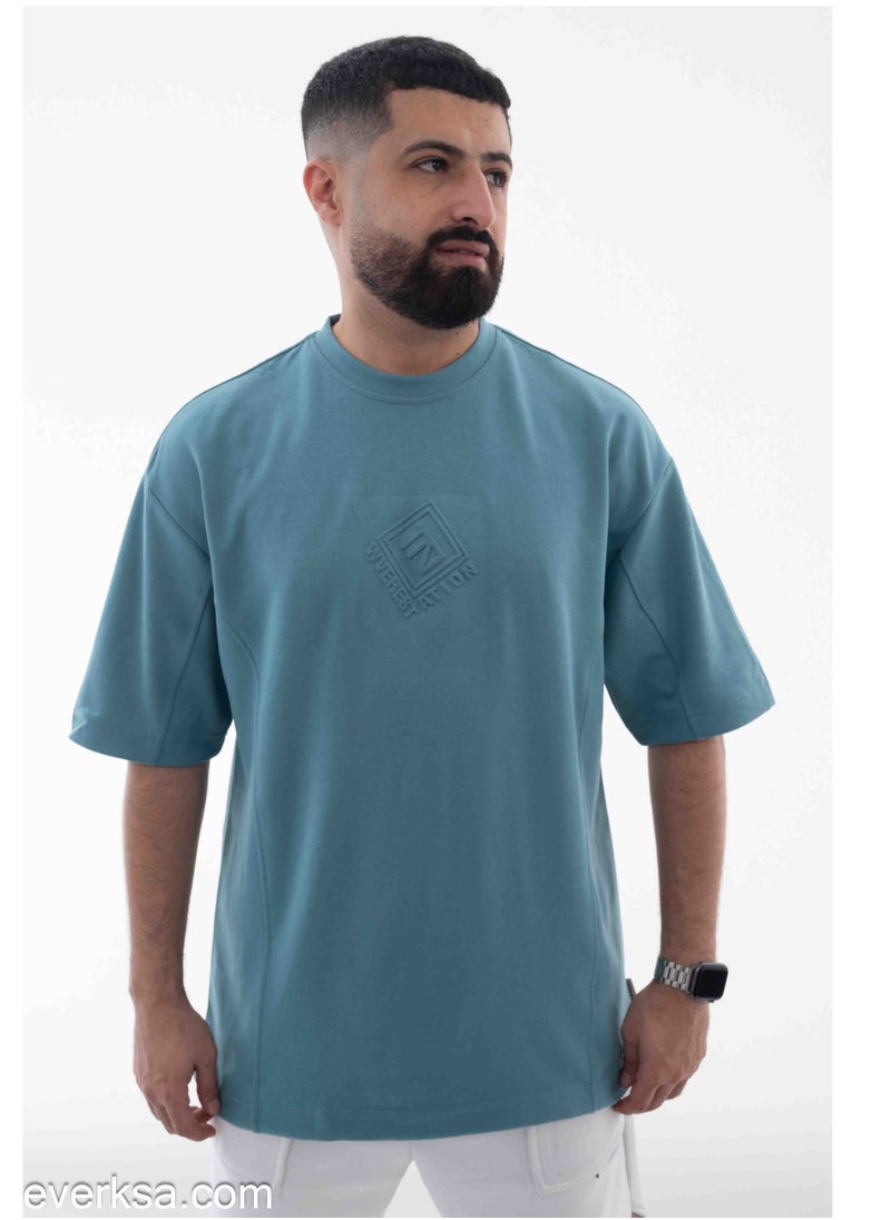 Everest Men's Oversized T-Shirt in Tiffany Color  - Image 1