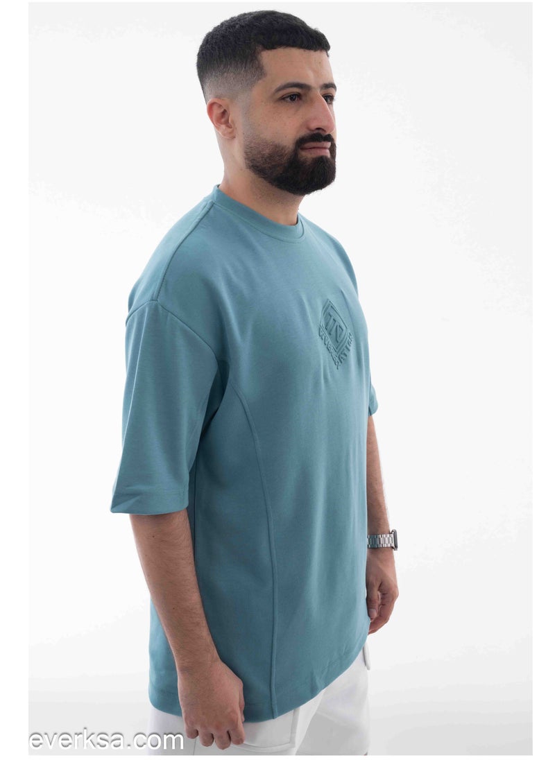 Everest Men's Oversized T-Shirt in Tiffany Color  - Image 2