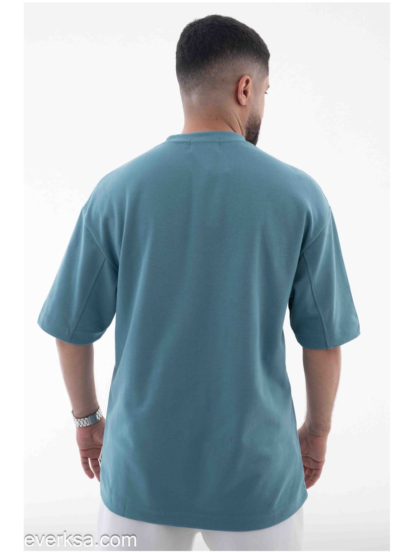 Everest Men's Oversized T-Shirt in Tiffany Color  - Image 3