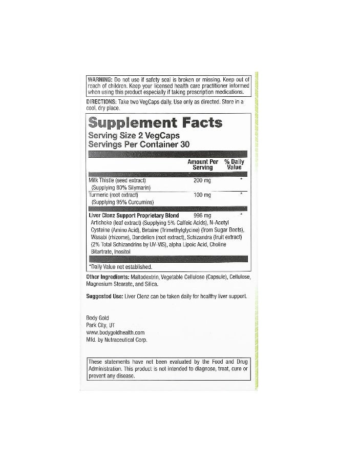 Body Gold BodyGold, Liver Clenz, 60 VegCaps (Packaging may vary) - Image 2