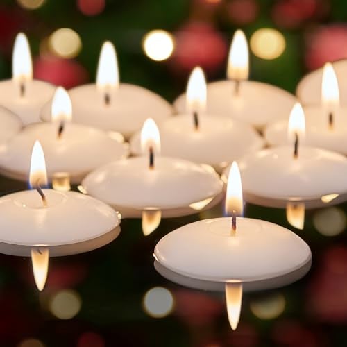 Ashlux White Floating Candles 2 inch, 24 Pack Floating Candles 5-6 Hours Long Burning, Unscented Floating Candle for Centerpieces, Wedding, Christmas Lights, Romantic Night for Her/Him Set - Image 1
