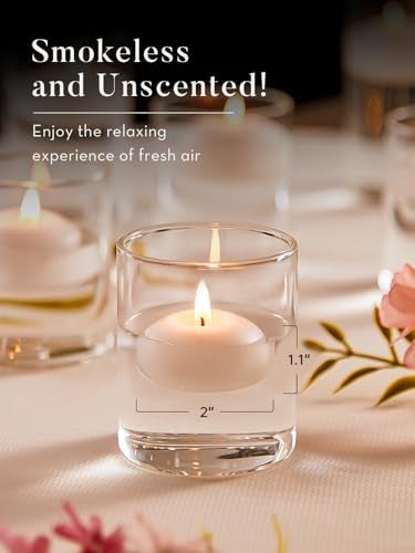 Ashlux White Floating Candles 2 inch, 24 Pack Floating Candles 5-6 Hours Long Burning, Unscented Floating Candle for Centerpieces, Wedding, Christmas Lights, Romantic Night for Her/Him Set - Image 4