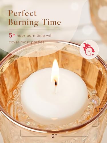 Ashlux White Floating Candles 2 inch, 24 Pack Floating Candles 5-6 Hours Long Burning, Unscented Floating Candle for Centerpieces, Wedding, Christmas Lights, Romantic Night for Her/Him Set - Image 3