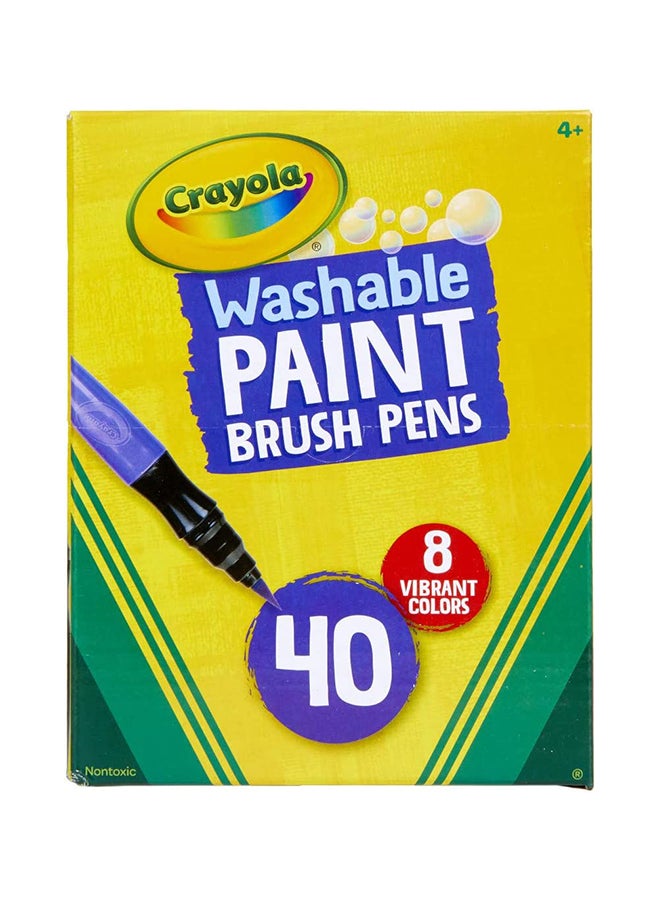 Crayola أقلام فرشاة الطلاء القابلة للغسل | ألوان سهلة الإزالة، 8 ألوان، عبوة من 40 | 5+ سنوات - Image 1