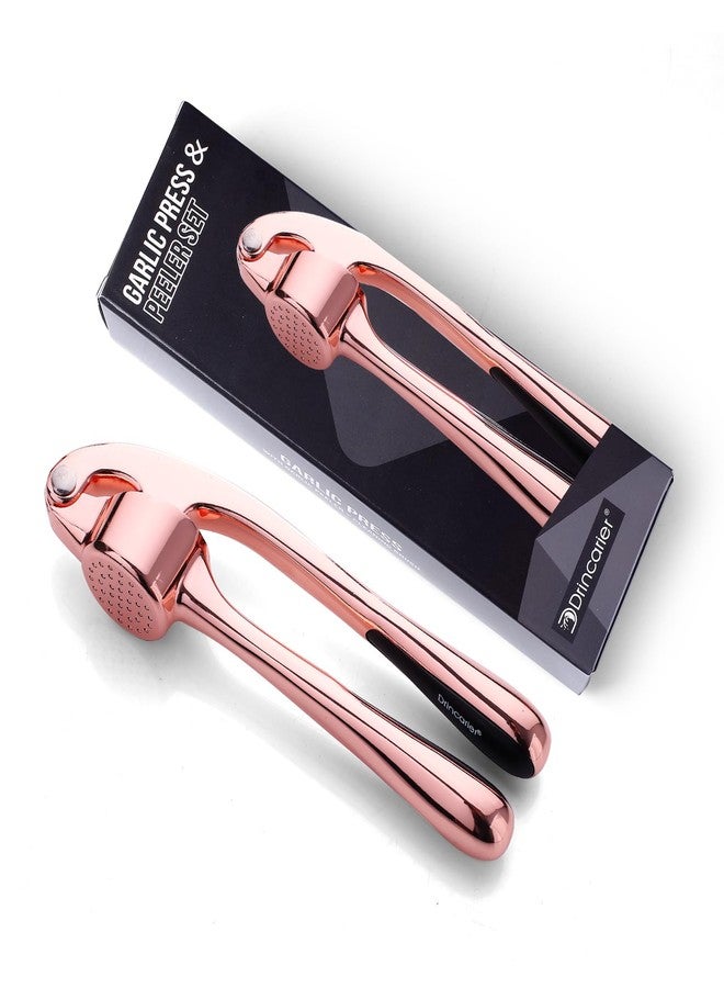 Drincarier Kitchen Garlic Press, Rust Proof & Dishwasher Safe Garlic Mincer, Durable Garlic Crusher, Easy to Clean and Squeeze, Rose - Image 1