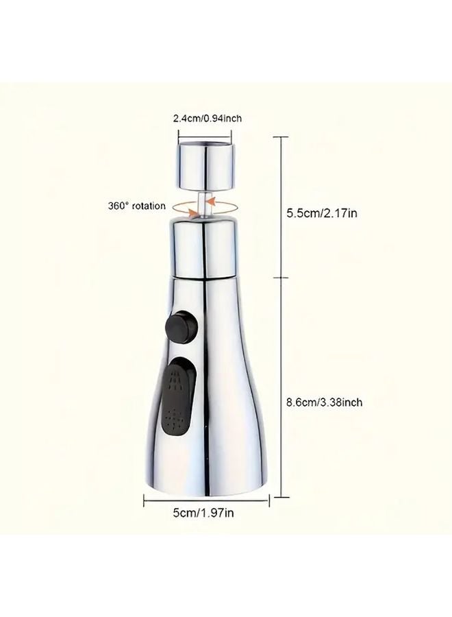 Upgraded 360 Degree Rotating Kitchen Faucet Nozzle 3 Function Silver with Adapter - Image 4