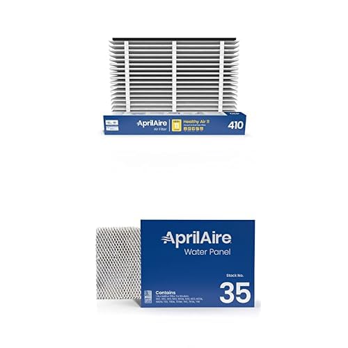 Aprilaire AprilAire 410 MERV 11 Replacement WholeHouse Furnace Air Purifier Filter  16x25x4 1 Pack  AprilAire 35 WholeHome Humidifier Water Panel Filter Replacement 1 Pack Bundle 