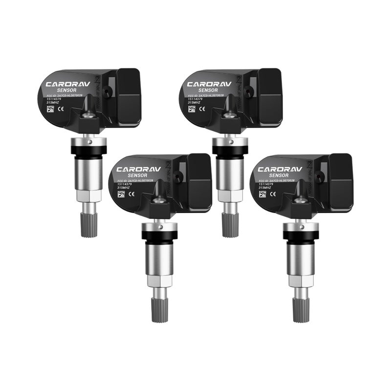 GM Tire Pressure Monitoring System Sensor fit for Chevy Silverado Tahoe Suburban Colorado GMC Cadillac 315Mhz TPMS Sensor Replaces 15114379 15122618 4 Pack 4 Replaceable Valve Stems