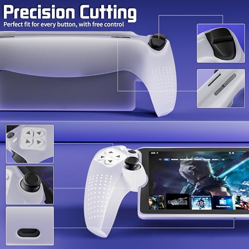 GLDRAM Carrying Case for PlayStation Portal Remote Player, Built-in Groove Handheld Travel Storage Bag for PS5 Portal Accessories with Clear-White Silicone Cover, Screen Protector & Thumb Caps - Image 4