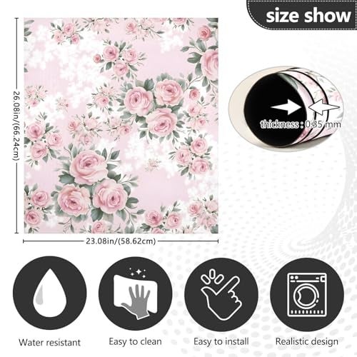 BOENLE Floral Pink Roses Bouquets Dishwasher Magnet Cover Sticker Magnetic Refrigerator Panel Front Door Fridge Microwave Decal Decorative Vinyl - Image 4