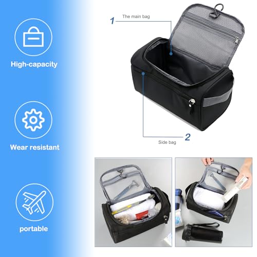 Tumecos Toiletry Dopp Kit Travel Electronics Organizer Shaving Accessories Bag (Black1) - Image 3