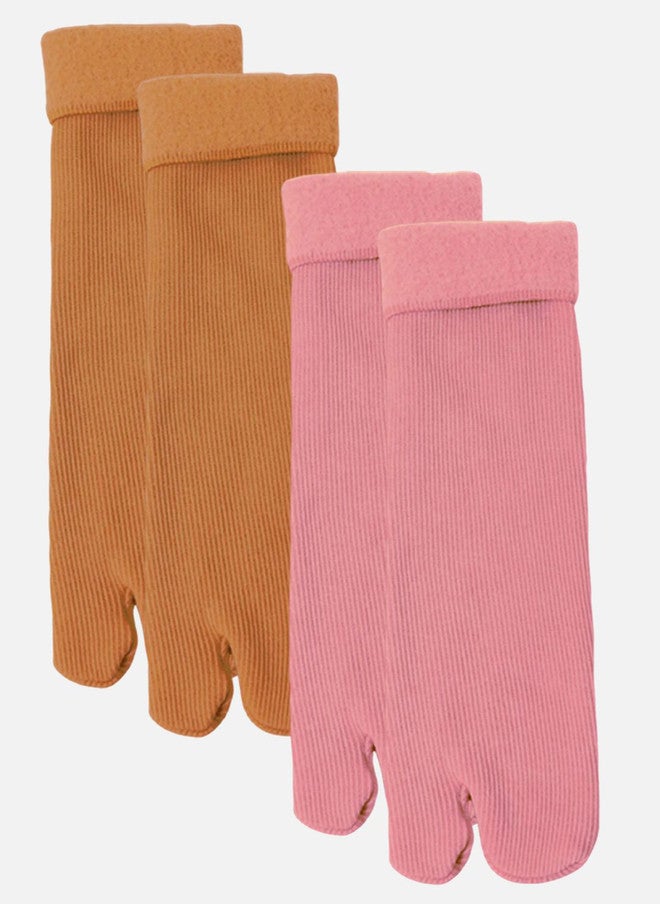 FIMS Women Pack Of 2 Striped Calf Length Thumb Socks - Image 1