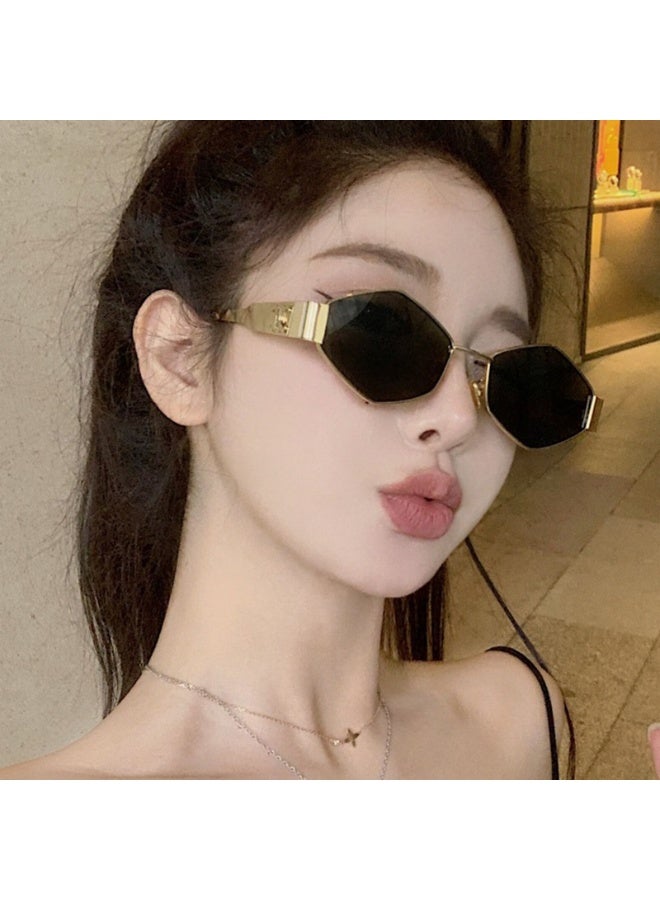 نيبمينينت نظارات شمسية ماسية للنساء بأسلوب معدني كوري جديد، إطار صغير مخصص، شكل مقعر للصور  - Image 3