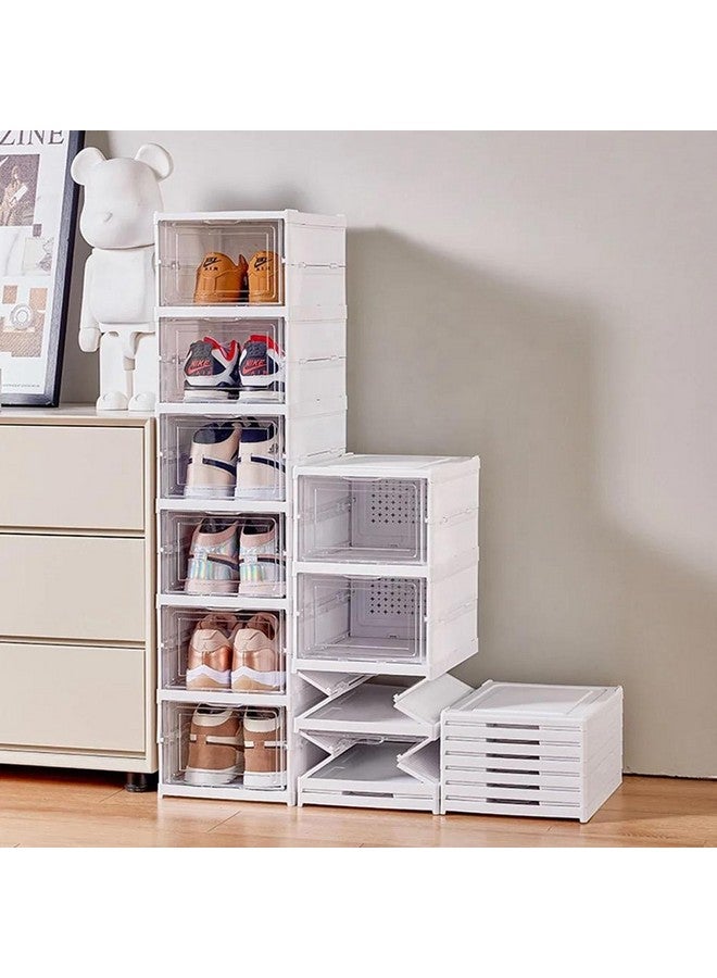 TIED RIBBONS TIED RIBBONS Shoe Rack (6-Layer) Foldable Sneakers Box Storage Organizer for Shoe, Slippers Multipurpose Cabinet Organize for Men, Women Heels, Loafers, Sneakers, Flip-Flops (White) - Image 1