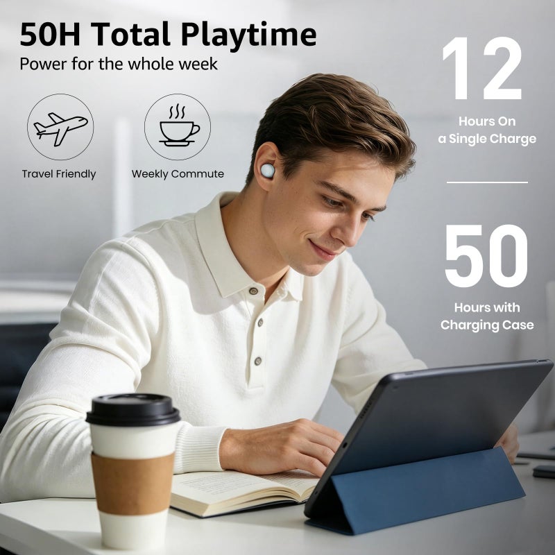 TOZO T6 Mini Wireless Bluetooth Headphones, Wireless Earbuds Erogonomic Design Sport 50H, IPX8 Wireless Bluetooth Headset EQ Customized by App Blue - Image 3