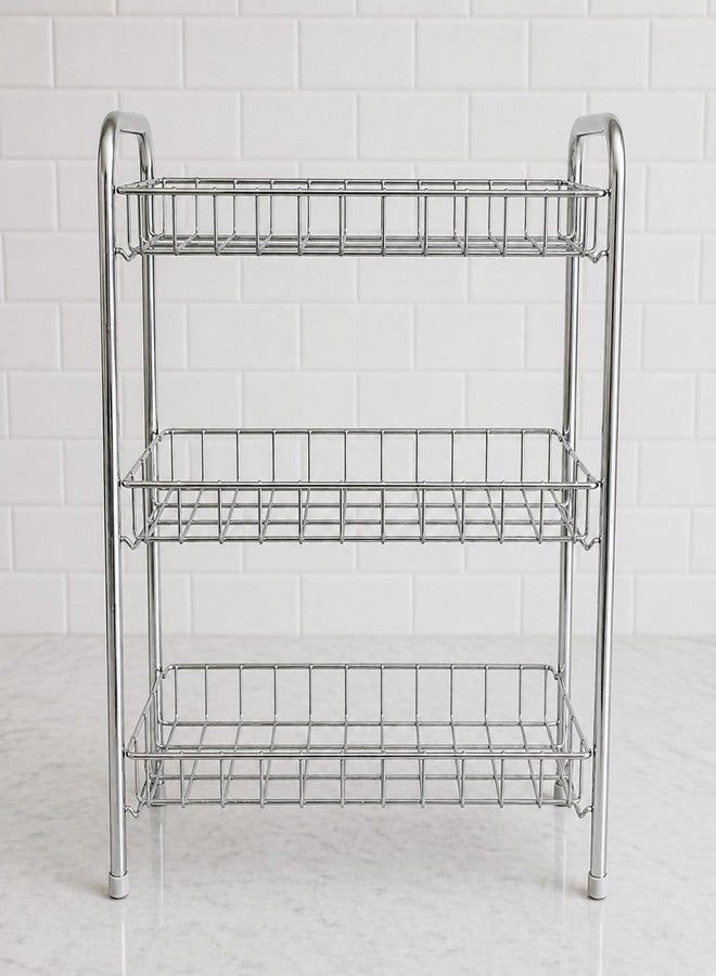 GLOCY 3-Tier Multipurpose Kitchen Rack| Storage Rack| Stainless Steel Shelf Home utensils Organizer| Rack for Books, Towel, cutlery (Pack of 1,Silver) - Image 5