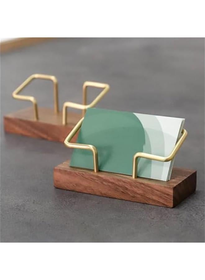 HOOKOR Walnut Wood Business Card Holder for Desk Gold Business Card Display Holder Desktop Business Card Stand Organizer for Office Tabletop (Beech) - Image 4
