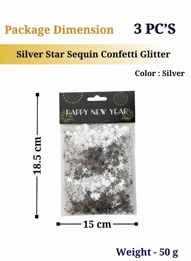 Feelings Happy New Year Star Confetti - Silver - 50 g - 1 Pack - Image 2