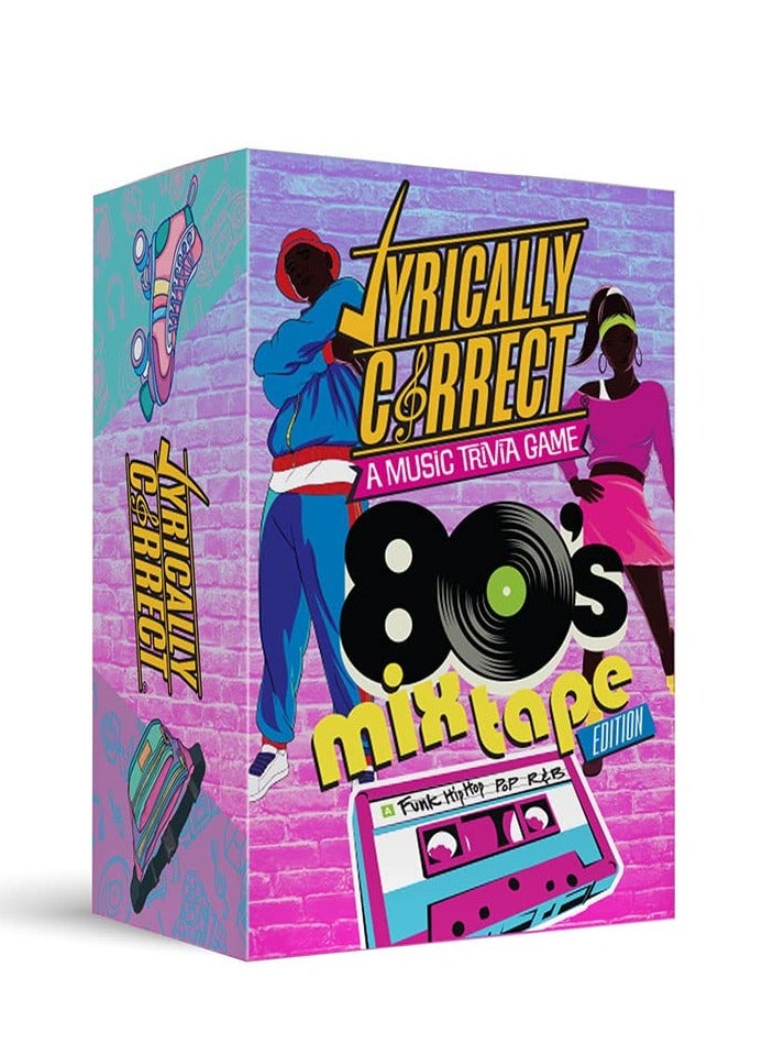 NIBEMINENT Lyrically Correct 80’s Mixtape Hip Hop, R&B, Funk & Pop Music Trivia Card Game for Friends, Fun Party Game for Adults, Family Gatherings, Finish The Lyrics Challenge, and 80s Music - Image 1