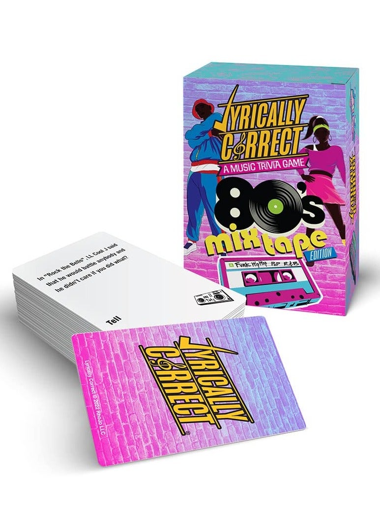 NIBEMINENT Lyrically Correct 80’s Mixtape Hip Hop, R&B, Funk & Pop Music Trivia Card Game for Friends, Fun Party Game for Adults, Family Gatherings, Finish The Lyrics Challenge, and 80s Music - Image 2