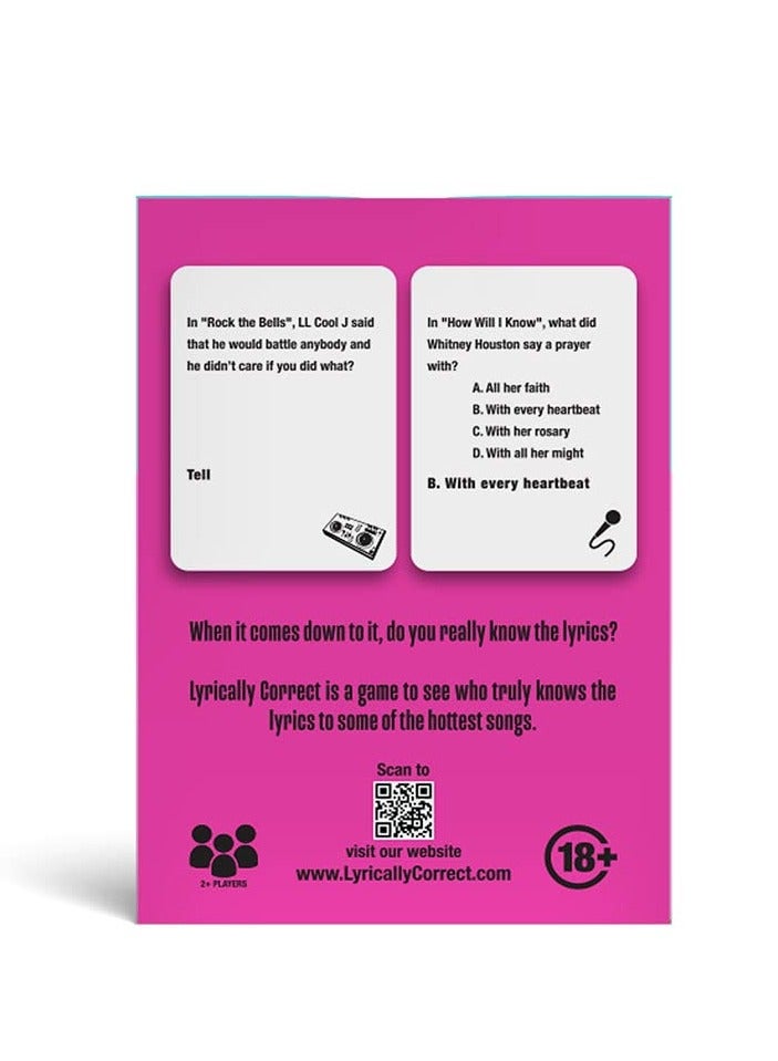 NIBEMINENT Lyrically Correct 80’s Mixtape Hip Hop, R&B, Funk & Pop Music Trivia Card Game for Friends, Fun Party Game for Adults, Family Gatherings, Finish The Lyrics Challenge, and 80s Music - Image 3