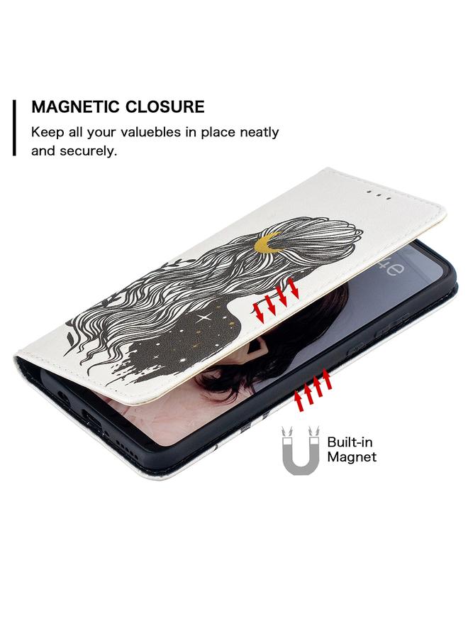 اس-توب جراب لهاتف Huawei P30 Lite بنمط رسم ملون غير مرئي مغناطيسي أفقي من جلد البولي يوريثان مع حامل وفتحات للبطاقات ومحفظة - Image 5