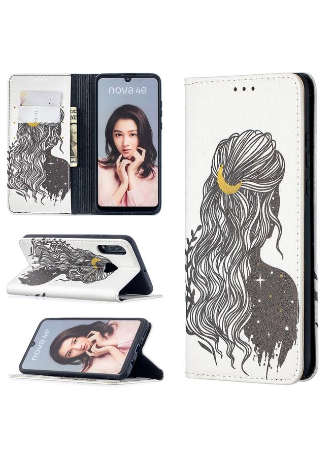 اس-توب جراب لهاتف Huawei P30 Lite بنمط رسم ملون غير مرئي مغناطيسي أفقي من جلد البولي يوريثان مع حامل وفتحات للبطاقات ومحفظة - Image 1