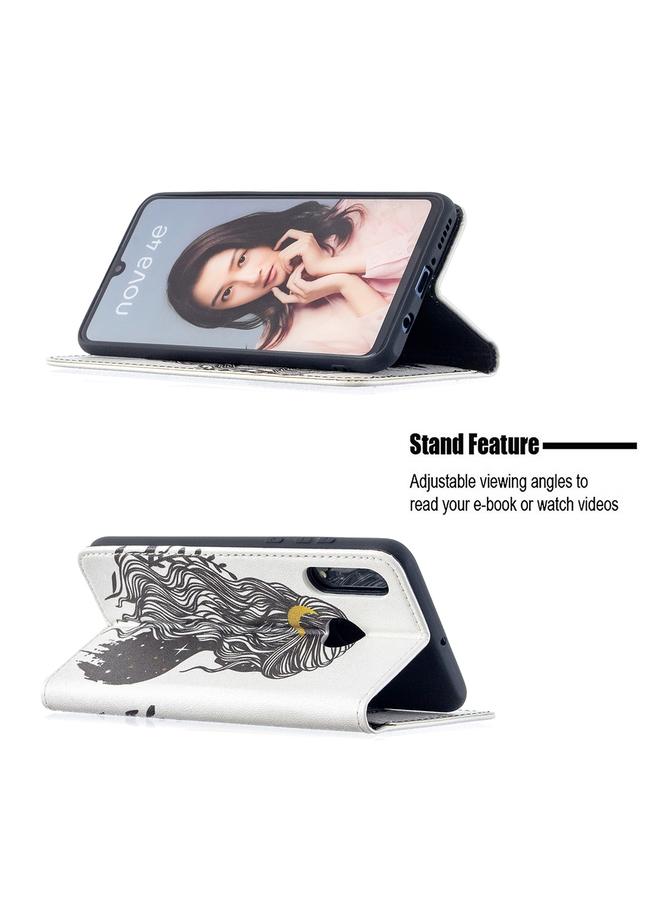 اس-توب جراب لهاتف Huawei P30 Lite بنمط رسم ملون غير مرئي مغناطيسي أفقي من جلد البولي يوريثان مع حامل وفتحات للبطاقات ومحفظة - Image 4