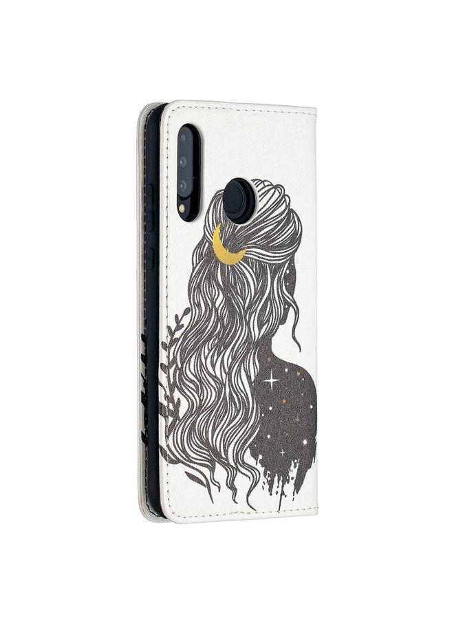 اس-توب جراب لهاتف Huawei P30 Lite بنمط رسم ملون غير مرئي مغناطيسي أفقي من جلد البولي يوريثان مع حامل وفتحات للبطاقات ومحفظة - Image 3