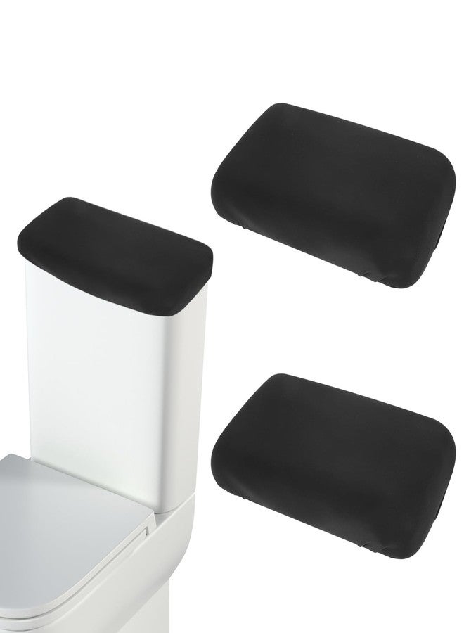 Larrel 2 Pcs Toilet Tank Cover,Universal Toilet Lid Cover,Absorbent Washable Toilets Tank Lid Replacement Stretch Elastic Protector Toilets Covers with Elastic Bottom for Bathroom Decor Accessories(Black) - Image 1