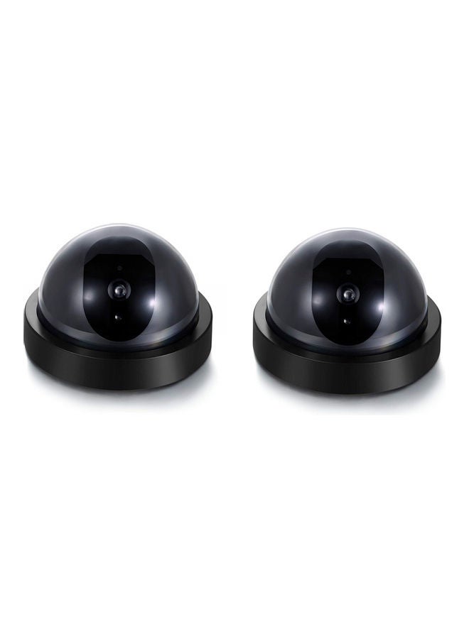 تومفيجن Fake Security Cameras (2 Pack Black) CCTV Dome Dummy Camera with Realistic Look Recording Flashing Red LED Light Indoor and Outdoor Use, for Homes and Business Black - Image 1