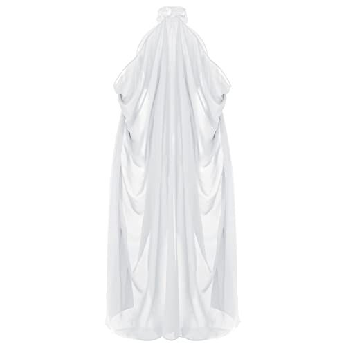 DRHOM Vintage Women Bridal Veil Cloak Halter Capelets off shoulder Shiny Button Shaw Cloak For Wedding Pary (Onesize, White) - Image 1