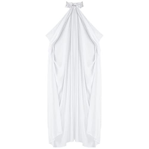 DRHOM Vintage Women Bridal Veil Cloak Halter Capelets off shoulder Shiny Button Shaw Cloak For Wedding Pary (Onesize, White) - Image 3