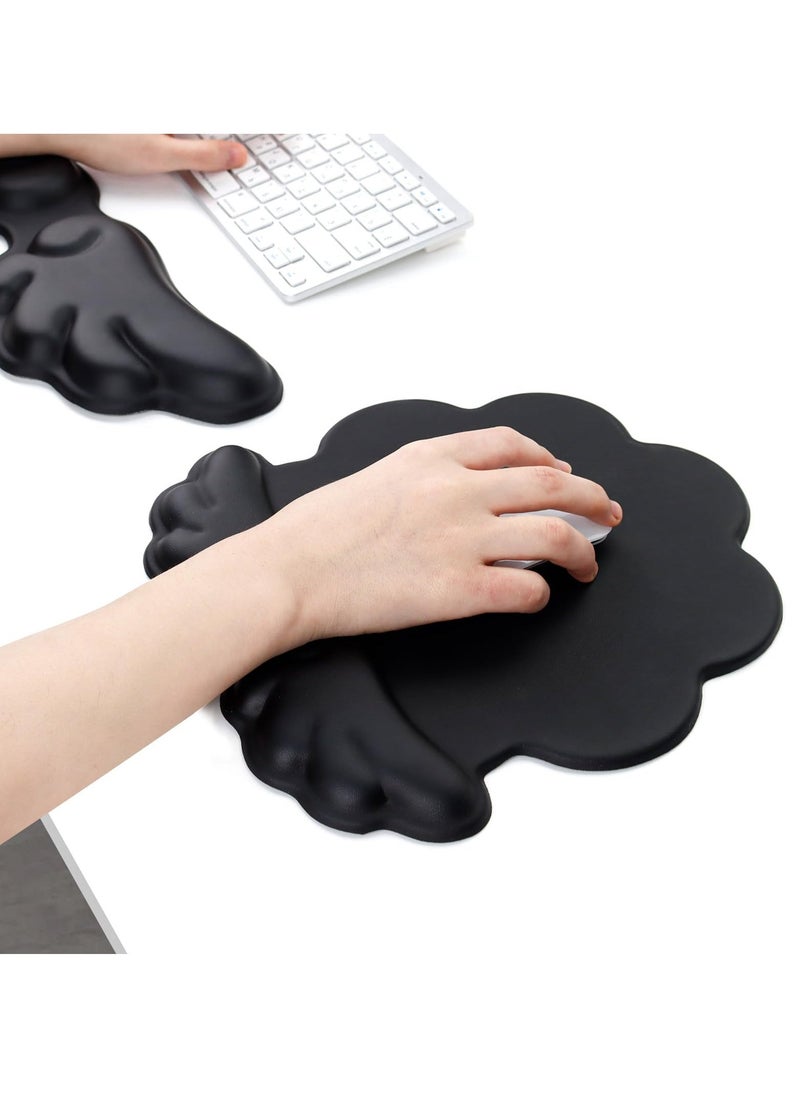 Wrist Rest for Keyboard  Mouse, Set of 2 Memory Foam Wings Palm Rest Keyboard with Non-Slip Base, Ergonomic Cloud Arm Rest Keyboard for Easy Typing Pain Relief for Gaming/Laptop - Image 3