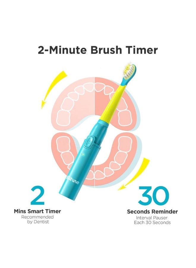 Bitvae BV-2001 Kids Electric Toothbrush | 3 Cleaning Modes | W-Shaped 3D DuPont Nylon Brush Head | 2-Minute Smart Timer | IPX7 Waterproof | 38000VPM Vibration | CE Certified - Image 4