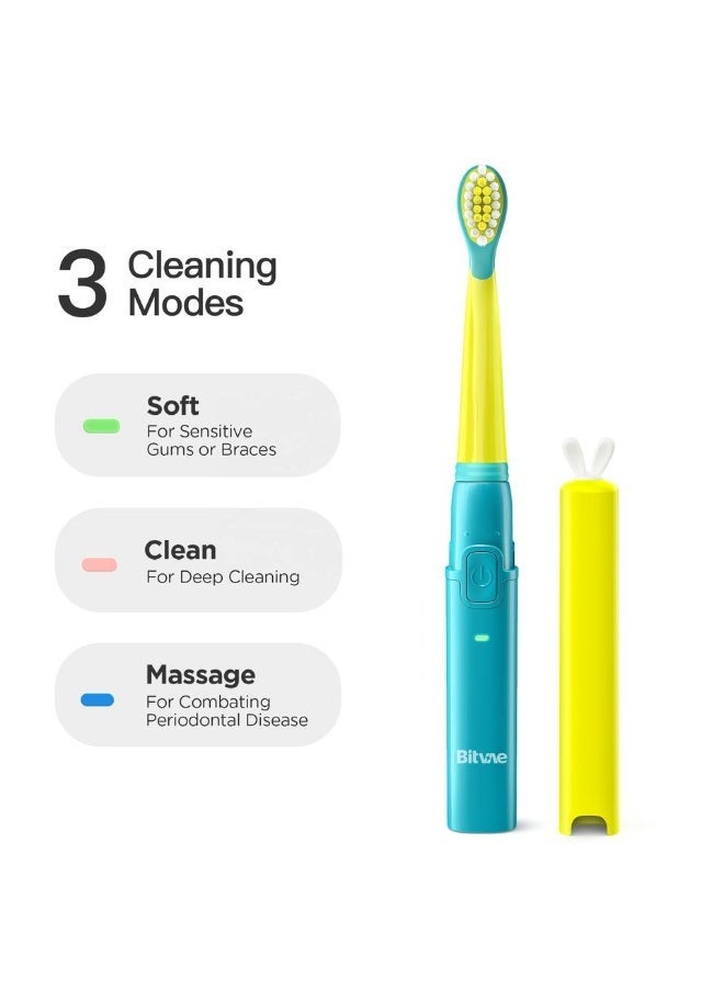 Bitvae BV-2001 Kids Electric Toothbrush | 3 Cleaning Modes | W-Shaped 3D DuPont Nylon Brush Head | 2-Minute Smart Timer | IPX7 Waterproof | 38000VPM Vibration | CE Certified - Image 2