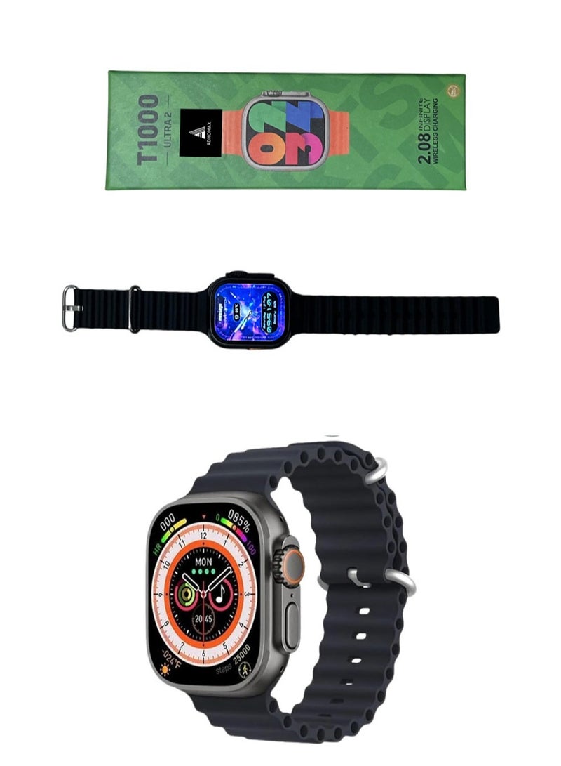 adhomax T1000 Ultra2 smart watch Elegant Design 2.08", NFC, infinite display, Fitness Tracker, Heart Rate, Calls, Wireless Charging, for IOS, android for men and women - Image 1