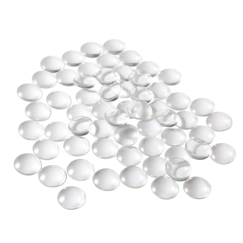 HAUTOCO 60 Pieces Glass Dome Cabochons Clear Round Cabochons Tiles, Non-calibrated Round 1 inch/25mm for Cameo Pendants Photo Jewelry Necklaces - Image 1