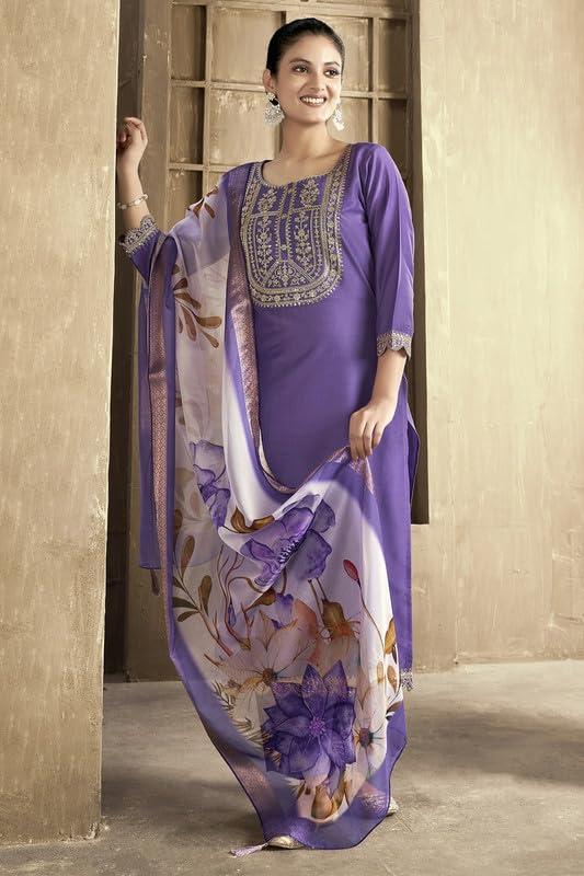 NoseQueen women fashion Embroidery Cotton Kurta Set for Woman, women kurta sets with Digital Printed dupatta - Image 3
