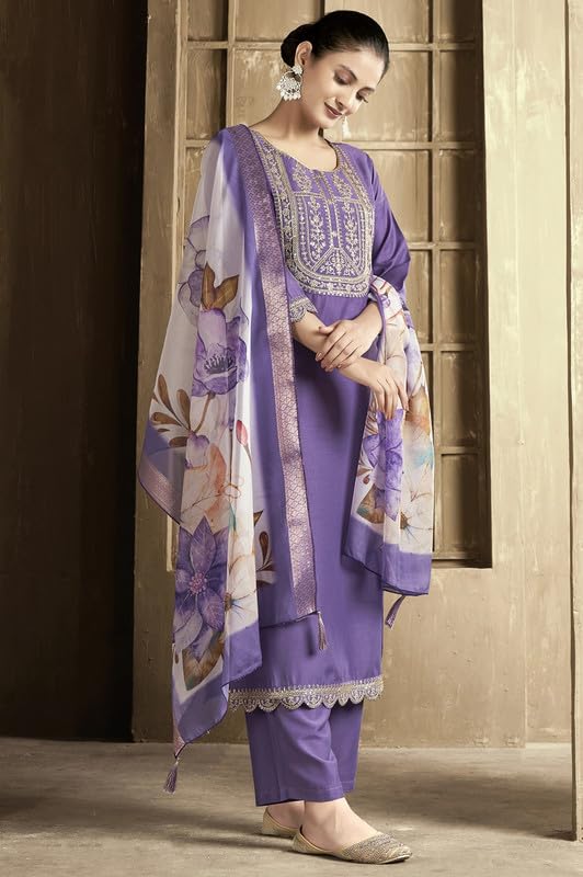 NoseQueen women fashion Embroidery Cotton Kurta Set for Woman, women kurta sets with Digital Printed dupatta - Image 4