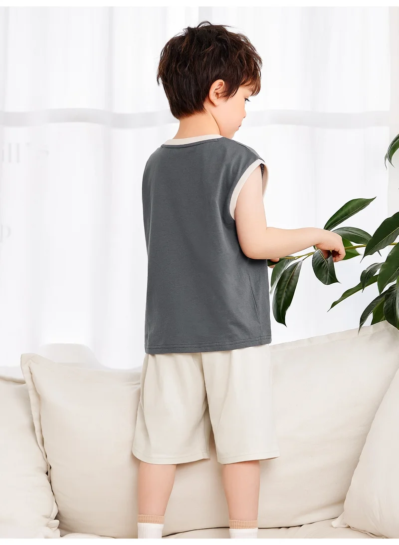 mini bala Boys Premium Soft Sleeveless Top & Shorts Loungewear Set with Mountain Graphic, Breathable, Comfortable, Stylish, Perfect for Sleep & Casual Home Wear Children's Outfit