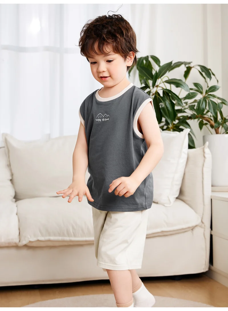 mini bala Boys Premium Soft Sleeveless Top & Shorts Loungewear Set with Mountain Graphic, Breathable, Comfortable, Stylish, Perfect for Sleep & Casual Home Wear Children's Outfit