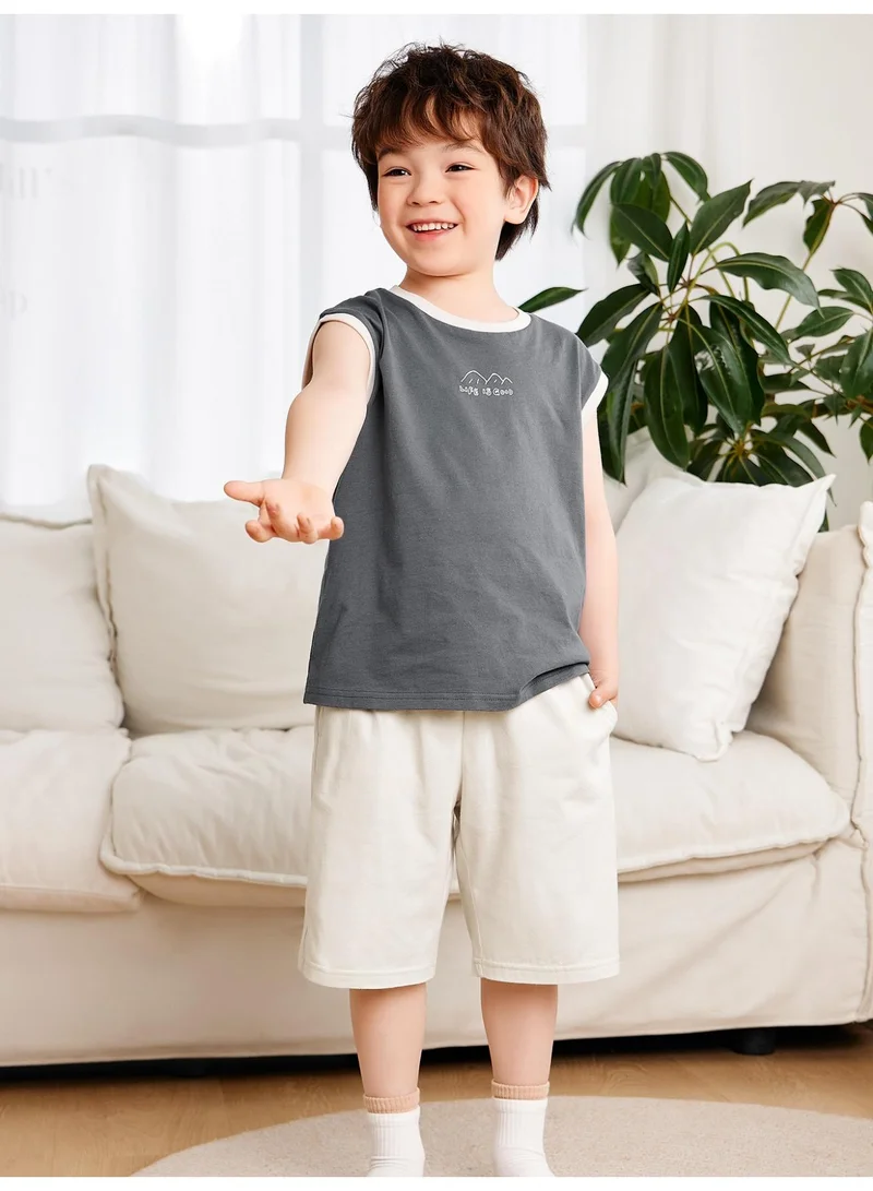 mini bala Boys Premium Soft Sleeveless Top & Shorts Loungewear Set with Mountain Graphic, Breathable, Comfortable, Stylish, Perfect for Sleep & Casual Home Wear Children's Outfit