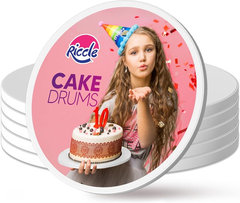 RICCLE Cake Boards - 10 Inch Cake Drum - Smooth-Edged 10 Inch Cake Drum - Sturdy Cake Boards 10 Inch Round - Bend Resistant Multi-Layered Cake Base for Minimalist Displays - Image 1