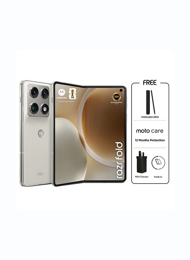 Razr Fold Dual SIM 5G Lily White 16GB RAM 512GB with moto pen ultra and Free Gifts - Middle East Version