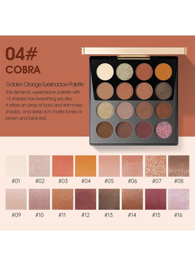 ZEESEA Egypt Eyeshadow Palette The British Museum Collection, Matte Shimmer Glitter Blendable High Pigmented 16 Shades Eye Makeup Palette (04# Cobra) - Image 2
