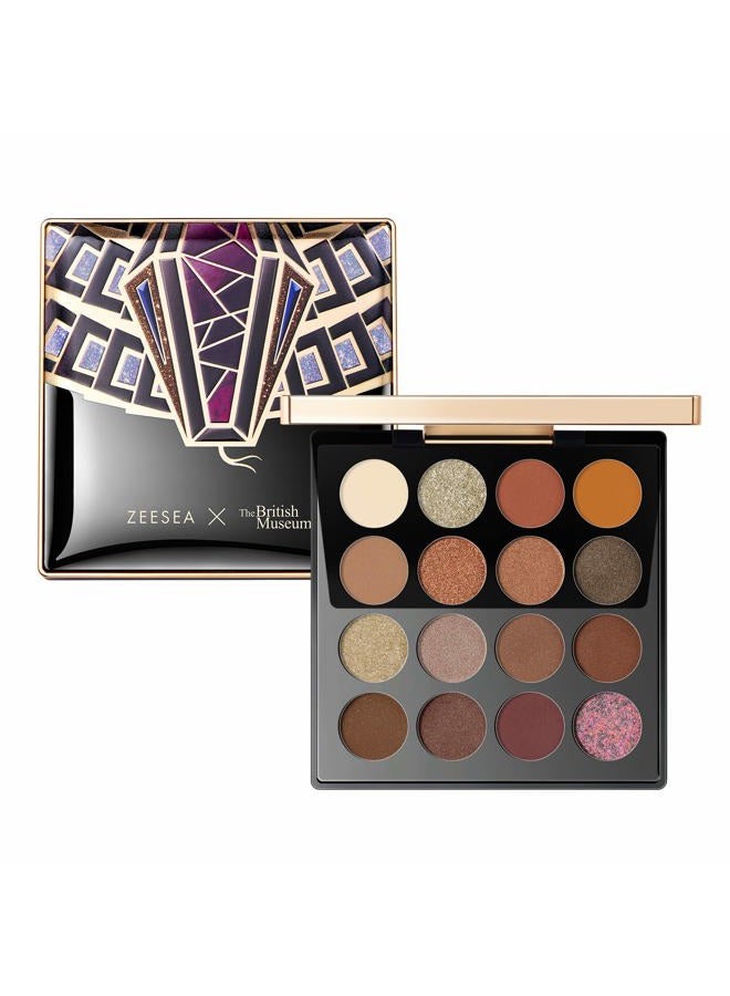 ZEESEA Egypt Eyeshadow Palette The British Museum Collection, Matte Shimmer Glitter Blendable High Pigmented 16 Shades Eye Makeup Palette (04# Cobra) - Image 1