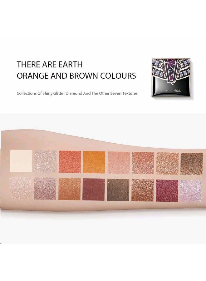 ZEESEA Egypt Eyeshadow Palette The British Museum Collection, Matte Shimmer Glitter Blendable High Pigmented 16 Shades Eye Makeup Palette (04# Cobra) - Image 3