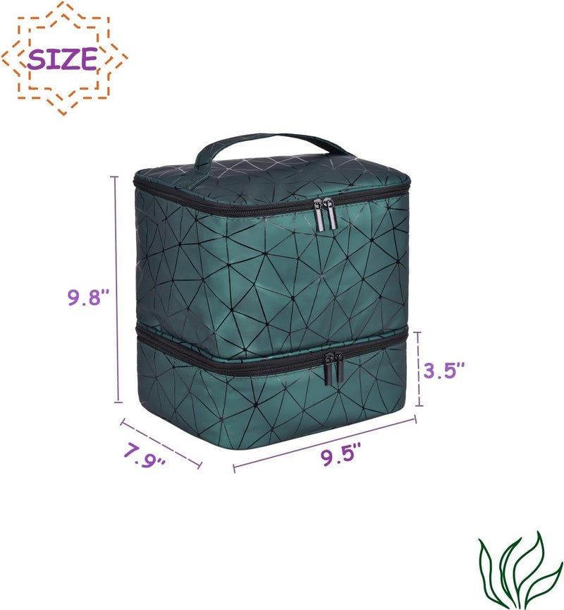 Fennec Mart Travel Nail Polish Organizer Bag Large Capacity Double Layer Makeup Case for 30 Bottles Nail Art Tool Storage with Handle, Customizable Compartments Multi Pouches for Travel (Black) - Image 3