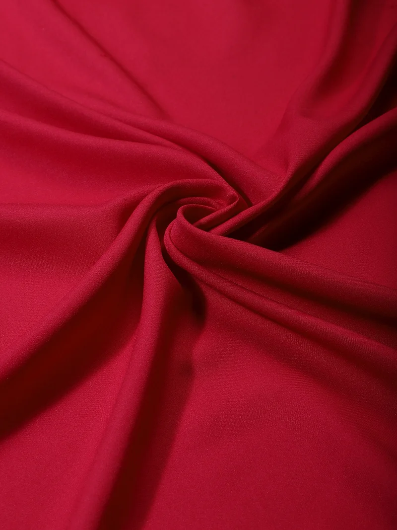 AKS  Solid Crimson Red Silk Fabric One Meter  | Best Price UAE